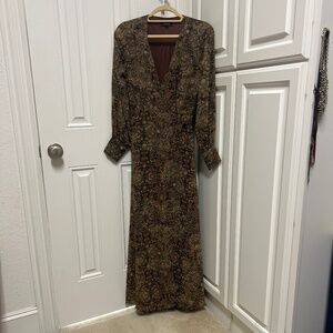 Aakaa brown paisley wrap maxi dress